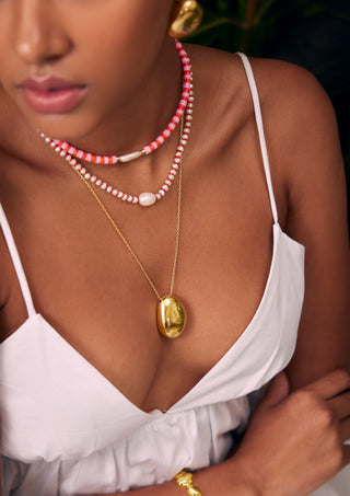 Gold Pearl Recycled Plastic Necklaces 
